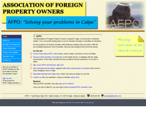 afpocalpe.com: Association of Foreign Property Owners in Calpe, Spain
Get an insider's view of Calpe, read Calpe local news, and find out about the Association of Foreign Property Owners in Calpe.