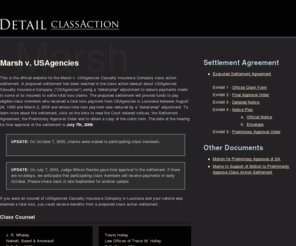 detailclassaction.com: Detail Class Action Lawsuit - Marsh vs U.S. Agencies Casualty Insurance Company
The official website for the Marsh versus U.S. Agencies Casualty Insurance Company class action settlement