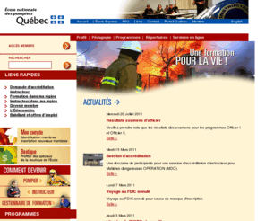 pompiersenligne.org: Ecole nationale des pompiers - Accueil
L'École nationale des pompiers du Québec, chef de file en sécurité incendie, est un établissement de formation et de qualification professionnelle reconnu pour son expertise et son leadership.