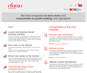 efumo.com: Efumo – helping companies to earn more
We help companies to increase the turnover, attract new clients, improve visual image and concentrate on the core activities. 