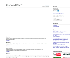 flowpix.biz: FlowPix - TV på tittarens villkor
FlowPix - Ett produktionsbolag med hög servicenivå inom TV, Webb-tv, Social Video, Intern TV, Reklam och Streaming