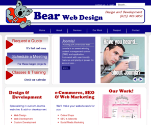 beareware.com: Nashville Web Design | Joomla Web Development, Online Shops, e-News, SEO & Web Ads | Nashville Web Design | Brentwood, TN Web Design | Murfreesoboro, TN Web Design | Mt. Juliet Web Design | Lebanon, TN Web Design | Web Design Franklin, TN | Web Design Gladeville | Web Design Middle Tennessee - Home
BeareWare is a Nashville Web Design & Development Company that specializes in custom web design & web development. We specialize in joomla web development (CMS - Content Management Systems), web hosting, online shops, e-commerce, content management systems, online shops and custom web applications, with a complement of support services including web hosting & management, e-news marketing, domain management, search engine optimization (SEO), internet marketing, search engine marketing, web advertising, and client education & training. BeareWare provides these services in Nashville, Mount Juliet, Mt Juliet, Lebanon, Murfreesboro, Brentwood, Frankling, Donaldson, Hermitage, Middle Tennessee, Tennessee, South Eastern United States.