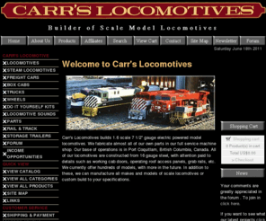 carrslocomotives.com: Carr's Locomotives | Builder of 1.6 Scale Locomotives
Builder of 1.6 scale 7 1/2 inch gauge electric model locomotives for the serious large scale railroad enthusiast.