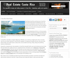 realestatecostarica.com: Costa Rica Real Estate For Sale. Ocean & Mountain View Properties
Real Estate in Costa Rica & Americana's Costa Rica Real Estate for sale offers realtor view properties, developments and homes. Free Costa Rica real estate search.