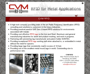 metalrfid.com: CVM RFID
CVM RFID, Providing Industrial RFID hardware and software solutions for difficult application environments