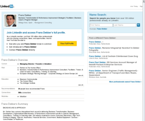 fransdekker.com: Frans Dekker  | LinkedIn
View Frans Dekker's professional profile on LinkedIn.  LinkedIn is the world's largest business network, helping professionals like Frans Dekker discover inside connections to recommended job candidates, industry experts, and business partners.