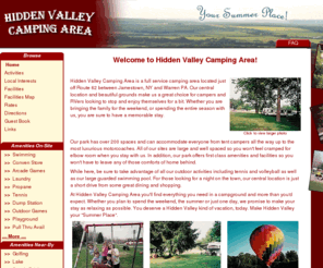 hiddenvalleycampingarea.com: Hidden Valley Camping Area
Hidden Valley Camping Area is a full service RV and camping area located in Jamestown, New York!