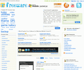 freewarepocketpc.net: Freeware Pocket PC. Free Software and Game Downloads for Windows Mobile and Windows Phone 7
Browse more than 6700 Free Windows Phone Games, Themes, Ringtones, GPS utilities, Today screens and other Freeware for Windows Phones