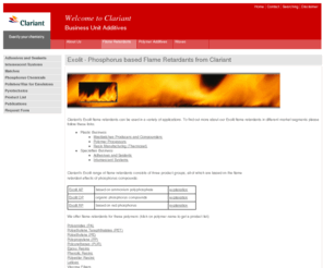 exolit.com: Clariant Pigments & Additives - Domain Forwarding
Clariant's Division Pigments & Additives - Our products are used in many different application areas such as coatings, plastics, printing inks, cosmetics and polishes, just to name a few.