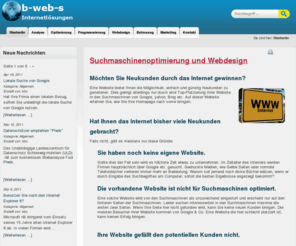 b-web-s.de: Suchmaschinenoptimierung und Webdesign | b-web-s
Erfolg im Internet durch eine optimierte Website. b-web-s  überprüft und programmiert Ihre Website. Profitieren Sie von SEO und SEA.