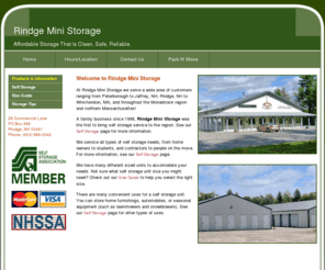 rindgeselfstorage.com: Rindge Mini Storage, Self Storage Units, Rindge NH Monadnock
Rindge Mini Storage; the first self storage service in the region. Serving Peterborough, Jaffrey, Rindge, NH, Winchendon, MA, the Monadnock region, northern MA!