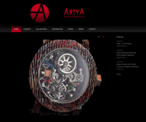 yvanarpa.com: ARTYA | A new contemporary dimension in the art of watchmaking
Artya est une marque suisse de Haute Horlogerie d'Art qui allie le savoir-faire horloger haut de gammme à l'art contemporain. Artya, High Watchmaking of Art, is a Swiss brand which allies the watchmaking know-how high-end to the contemporary art.