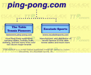 ping-pong.com: The Table Tennis Pioneers and Escalade Sports
The Table Tennis Pioneers, North America's largest selection of quality table tennis/Ping-Pong products; Escalade Sports, manufacturer of world-famous STIGA table tennis tables and more.