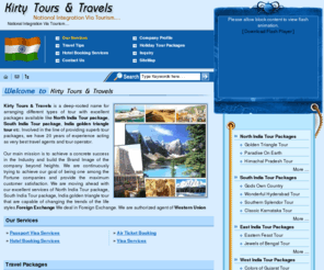 kirtytours.com: India Tour Packages,Golden Triangle Tour,Air Ticket Booking,Hotel Booking Services
Kirty Tour & Travel agency-  offers a complete line Destination Tour of India find here Tour Travel Packages including North India Tour package, South India Tour package, Air Ticket Booking, Hotel Booking Services, India golden triangle tour