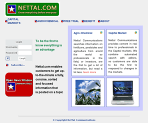 nettal.com: Agrochemical Market News - Be the first to know - Nettal.com
Agrochemical Market News - Nettal update service: Get the most recent Agrochemical Market News from sources all around the world. Be the first to see the market's headlines.