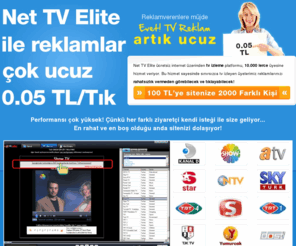 nettvreklam.com: Net Reklam > >  Artık reklamlar çok ucuz! TV reklamı artık hayal değil!
Net TV Reklam ile artık reklamlar çok ucuz! TV reklamı artık hayal değil!