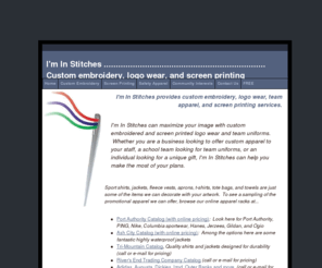 embroiderytacoma.com: Custom embroidery, logo wear, screen printing | Puyallup, Tacoma WA
I'm In Stitches provides custom embroidery, logo wear, team apparel, and screen printed shirts, caps, jackets, and more to businesses, churches, clubs, and teams in Tacoma, Lakewood, Puyallup, Sumner, Bonney Lake, Auburn, and Fife WA.  