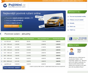 ipojisteni.cz: Povinné ručení online > Nejlevnější povinné ručení 2011
Povinné ručení online od ipojisteni.cz. Porovnejte si nabídky všech pojišťoven v ČR a sami si vyberte nejlevnější povinné ručení.