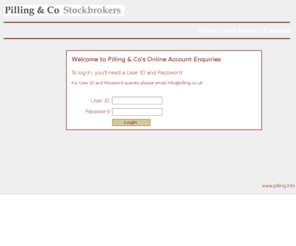 pilling.info: Pilling & Co Stockbrokers, ISAs, SIPPs, CTFs, Share Dealing, Investments..
Pilling & Co Stockbrokers, services include ISAs, SIPPs, CTFs, Share Dealing, Investments..