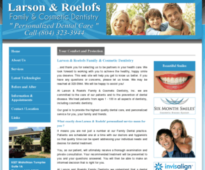 larsonroelofsfamilydentistry.com: Larson & Roelofs Family Dentistry - Personalized Dental Care
Providing Family Dentistry with  Personalized Care for  Dental Prevention Dental Recare Cosmetic Dentistry  Oral Hygiene Restorative Dentistry