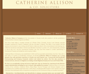 callison.ie: Solicitors in Dundalk - Catherine Allison & Co Solicitors
Catherine Allison & Co Solicitors are based in Dundalk and Newry and specialise in Property Law, Family Law, Landlord & Tenant Matters, Tax Advice, Personal Injuries & Motor Accident, Employment Law and Wills.