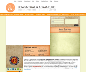 lowabram.com: Pennsylvania Medical Malpractice Attorneys, Philadelphia Personal Injury, Workers Compensation
Lowenthal & Abrams: Pennsylvania medical malpractice attorneys, Philadelphia Personal Injury, workers compensation Lawyers provides accident help & legal advice!