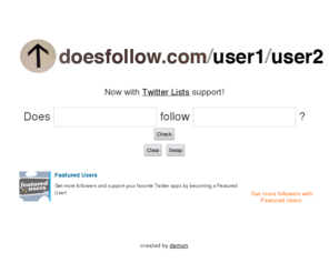 doesfollow.com: DoesFollow - doesfollow.com - Find out who follows whom on Twitter
