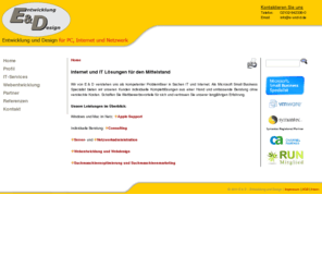 evolution-and-design.com: E & D - Entwicklung und Design
Wir bieten Dienstleistungen für den Mittelstand in den Bereichen IT-Beratung und Service für Windows und Apple Systeme, Netzwerktechnik und Kommunikation, Server- und Sicherheitslösungen, Webdesign, Typo3, Suchmaschinenoptimierung, Online Marketing