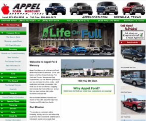 hempsteadtrucksite.com: Appel Ford Mercury Home Page
Appel Ford Mercury, a full service New and Used Car Ford Dealer in Brenham, Texas