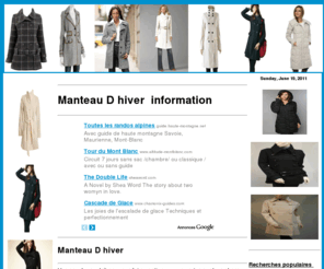 manteaudhiver.com: Manteau D hiver
Manteau D hiver information , Premièrement, vous devez décider de l'utilisation du pelage sera. Est-ce que ce manteau en premier lieu être utilisés pour le 