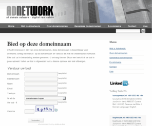partnerprogramma.nl: Bied op deze domeinnaam | All Domain Network - generieke domeinnamen, beleggen in domeinnamen, verkopen, kopen, domeinen
U heeft interesse in één van onze domeinnamen, deze domeinnaam is beschikbaar voor overname. Breng een bod uit  op de domeinnaam en verstuur dit met het