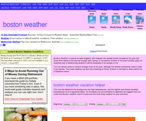 boston-weather.us: Boston Weather
Looks at Boston Weather and helps locals and travelers plan their activities and vacations.