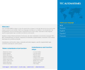 function-relay.com: function relay TEC AUTOMATISMES function relays instataneous relay TEC MTI
TEC AUTOMATISMES present its know-how and its wide range of products and activities  : the industrialization and the manufacturing of instantaneous and function relays, solenoids and holds magnets, specific programmable logic controllers and electric control panels. TECAUTOMATISMES