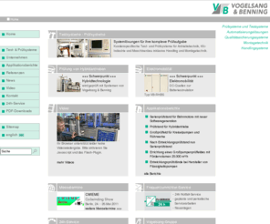 vogelsang-benning.info: Vogelsang & Benning |  Prüfsysteme und Testsysteme - Automatisierungslösungen - Qualitätssicherungssysteme | Elektromobilität - Batteriesimulation
Systemlösungen für ihre komplexe Prüfaufgabe - Kundenspezifische Test- und Prüfsysteme für Antriebstechnik, Kfz-Industrie und Maschinenbau inklusive Handling und Montagetechnik.