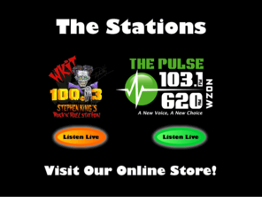 zoneradio.com: ROCK & SPORTS ZONE - 100.3 WKIT - AM 620 WZON - 103.1 The Pulse WZON-FM
The Rock 100.3 WKIT, The Sports Zone AM620, and 103.1 The Pulse WZON-FM are stations in 
 Bangor, Maine owned by authors Stephen King and Tabitha King.