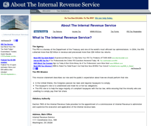 internalrevenueservice.ca: About The Internal Revenue Service | Taxation | IRS Tax IncomeTax | IRS.GOV. | IRS.GOVT. | TAX INFORMATION | IncomeTaxes
The IRS role is to help the large majority of compliant taxpayers with the tax law, while ensuring that the minority who are unwilling to comply pay their fair share.
