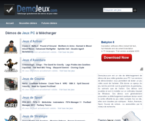 demojeux.com: Demo de jeux - Gratuit
Télécharger gratuitement des démos de jeux vidéo PC. Téléchargement gratuit de démo PC de jeux.