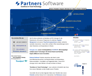 partnerssoftware.com: Partners Software - Travel Technology
Software für Geschäftsreiseunternehmen, Reisebüros und Reisebüroketten, Reiseveranstalter, Consolidator und Fluggesellschaften