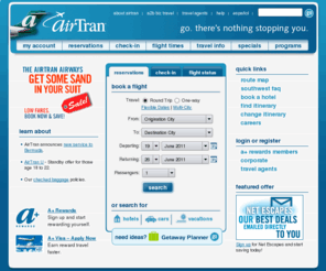 airtran.com: AirTran Airways - Home Page
AirTran Airways provides everyday, affordable air travel to business and leisure travelers throughout the United States and never requires a roundtrip purchase or Saturday night stay.