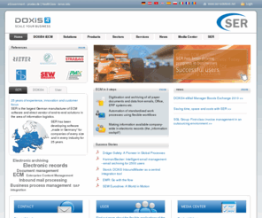 doxis4.com: SER | Enterprise Content Management, elektronische Archivierung, Dokumenten-Management, Business Process Management, e-Mail Archivierung, Compliance
SER ist Softwarehersteller für iECM - integriertes Enterprise Content Management. Über 23 Jahre Erfahrung in den Bereichen elektronische Archivierung, Dokumenten-Management, Business Process Management, Workflow, digitaler Posteingang zeichnen uns aus.