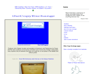 copyexchange.com: theCopyExchange
The Copy Exchange receives and disseminates information dealing with peace and justice issues.