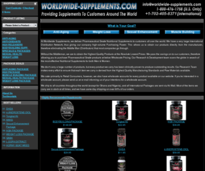 worldwide-supplements.com: Buy Wholesale Pharmaceutical Grade Bodybuilding, Weight Loss Supplements
Providing consumers with the Most Advanced Health Supplements at below wholesale cost.