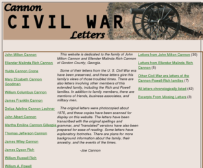 cannoncivilwarletters.com: Cannon Civil War Letters Home
Cannon Civil War Letters Home