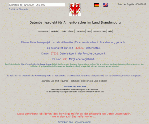 db-brandenburg.de: Datenbank für Ahnenforschung in Brandenburg
Datenbankprojekt für Ahnenforscher im Land Brandenburg