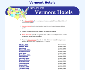 state-of-vermont-hotels.com: Vermont Hotels - Discounts and Reservations for Hotels in Vermont
Vermont Hotels Reservations, Discount Lodging, Book Vermont Hotels Online