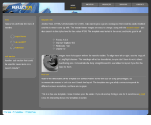 chickenkills.com: reflect|ion
OSWD reflection XHTML template by fullahead.org