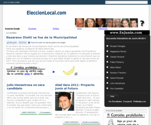 eleccionlocal.com: Eleccion Local 2011
Eleccion Local : Politicas en Junin, provincia de Buenos y Argentina. Candidatos de Lincol, Arenales, Alem, Los Toldos, Chacabuco, Pergamino