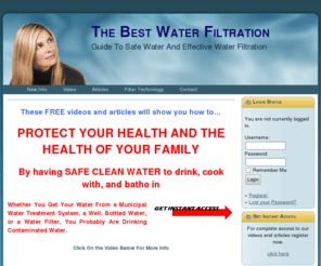 thebestwaterfiltration.com: The Best Water Filtration
Videos and articles about water, water contaminants, and the best water filtration systems. Purchase the most cost effective water filtration systems and technologies available.