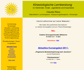 cl-riess.de: Claudia Riess Wurmlingen Lernberatung Kinesiologie Einzelberatung und Kurse
Kinesiologische Lernberatung  für Kleinkinder, Kinder, Jugendliche und Erwachsene bei Claudia Riess in Wurmlingen bei Tuttlingen