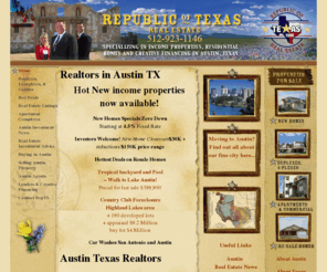 mls-austin.net: Realtors in Austin TX
Republic of Texas are realtors in Austin, TX serving Austin and surrounding areas including Lake Travis, Lakeway Round Rock and other parts of Austin, TX.